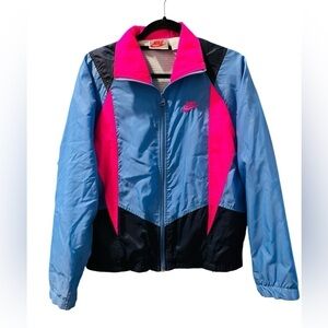 Nike Vintage 90's Blue Pink Windbreaker Jacket Size Small Women's Neon Lined